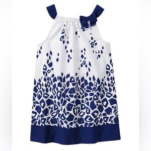 Gymboree White & Navy Giraffe Yoke Dress Girls Size 12 EUC